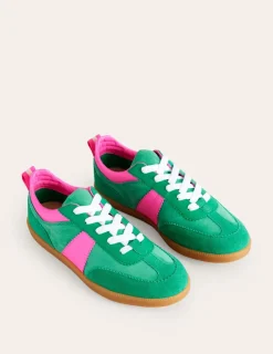 Nachtwäsche & Schlafanzüge | Flache Schuhe | Boden Erin Retro-Tennisschuhe-Grün Blockfarben GrünBlockfarben