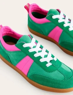 Nachtwäsche & Schlafanzüge | Flache Schuhe | Boden Erin Retro-Tennisschuhe-Grün Blockfarben GrünBlockfarben