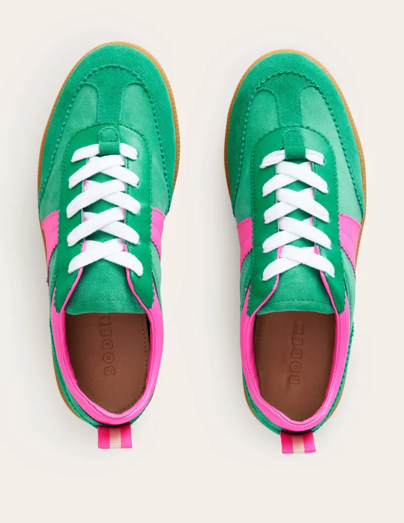 Nachtwäsche & Schlafanzüge | Flache Schuhe | Boden Erin Retro-Tennisschuhe-Grün Blockfarben GrünBlockfarben