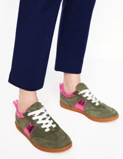 Nachtwäsche & Schlafanzüge | Flache Schuhe | Boden Erin Retro-Tennisschuhe-Khaki/Leuchtendes Pink Khaki/LeuchtendesPink