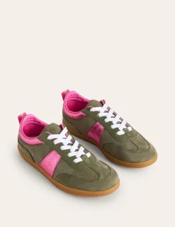 Nachtwäsche & Schlafanzüge | Flache Schuhe | Boden Erin Retro-Tennisschuhe-Khaki/Leuchtendes Pink Khaki/LeuchtendesPink
