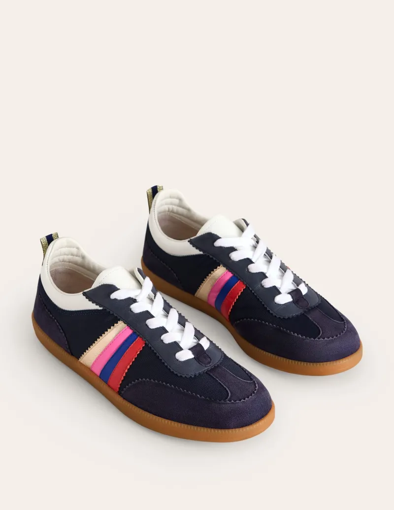 Nachtwäsche & Schlafanzüge | Flache Schuhe | Boden Erin Retro-Tennisschuhe- Marineblau/Regenbogen