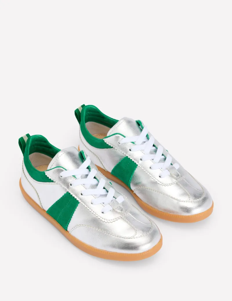 Flache Schuhe | Nachtwäsche & Schlafanzüge | Boden Erin Retro-Tennisschuhe- Silber