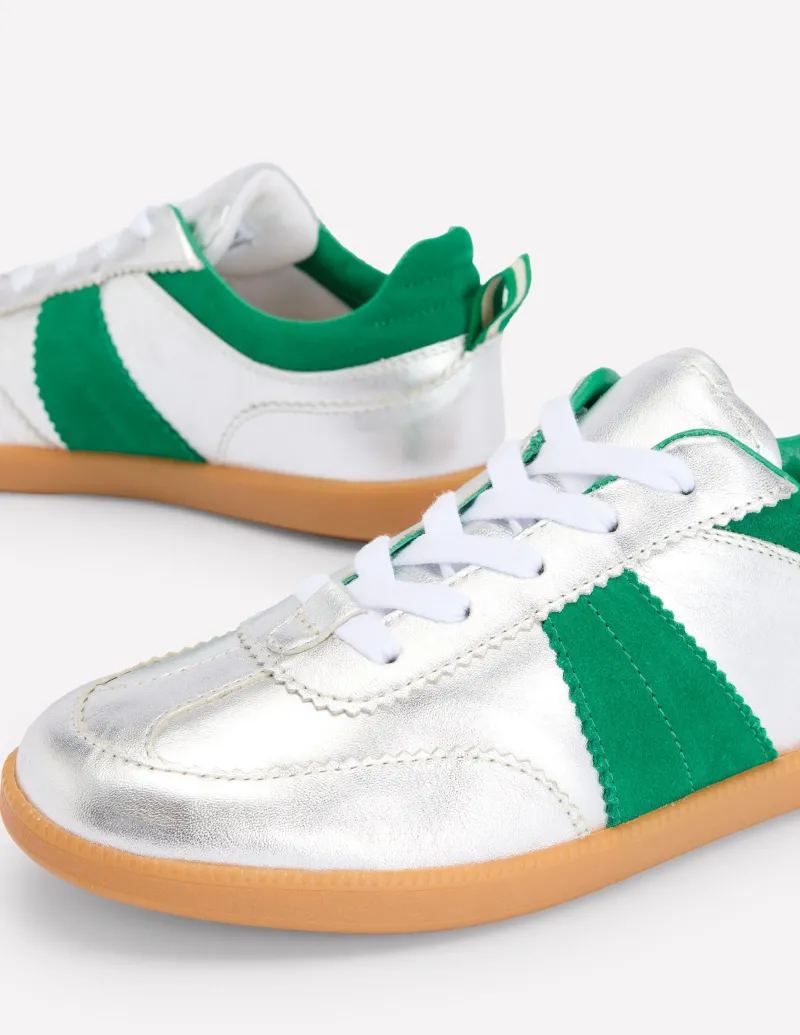 Flache Schuhe | Nachtwäsche & Schlafanzüge | Boden Erin Retro-Tennisschuhe- Silber