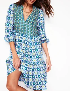 Kleider & Jumpsuits | Boden Esme Minikleid aus Leinen-Bunt, Geblümte Kachel Bunt,GeblümteKachel