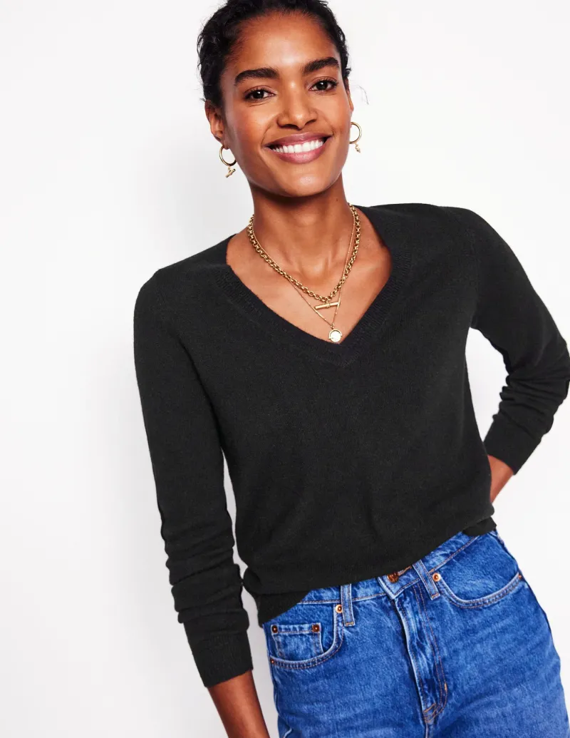 Pullover & Strickjacken | Boden Eva Kaschmirpullover mit V-Ausschnitt- Schwarz