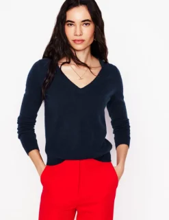 Pullover & Strickjacken | Boden Eva Kaschmirpullover mit V-Ausschnitt- Marineblau