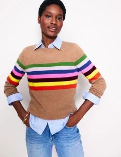 Pullover & Strickjacken | Boden Eva Kaschmirpullover mit Rundhalsausschnitt-Kamelbraun Meliert, Regenbogen KamelbraunMeliert,Regenbogen