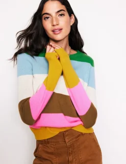 Pullover & Strickjacken | Boden Eva Kaschmirpullover mit Rundhalsausschnitt-Bunt, Regenbogen Bunt,Regenbogen
