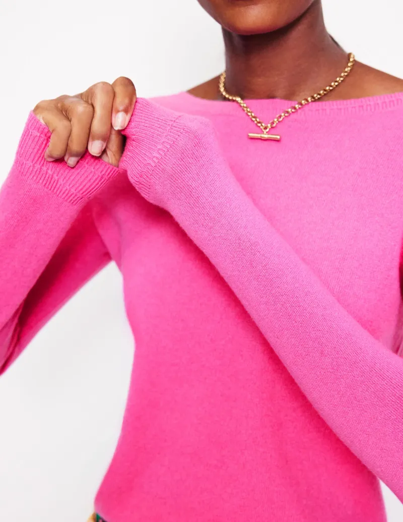 Pullover & Strickjacken | Boden Eva Kaschmirpullover mit U-Boot-Ausschnitt-Rosa Turmalin RosaTurmalin