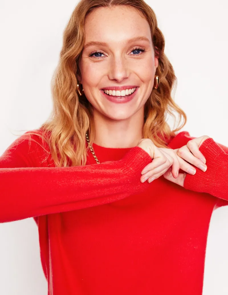 Pullover & Strickjacken | Boden Eva Kaschmirpullover mit Rundhalsausschnitt- Erbeerkuchenrot