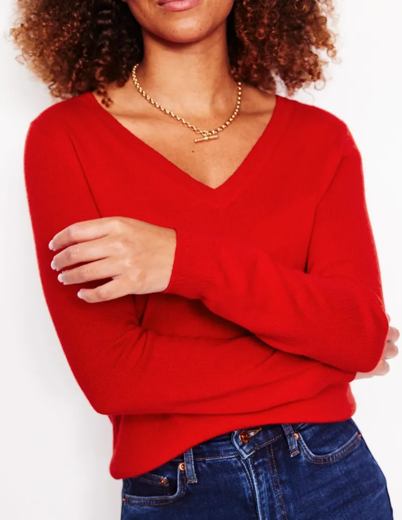 Pullover & Strickjacken | Boden Eva Kaschmirpullover mit V-Ausschnitt- Rouge-Rot