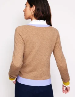 Pullover & Strickjacken | Boden Eva Kaschmirpullover mit V-Ausschnitt-Camel Meliert Blockfarben CamelMeliertBlockfarben