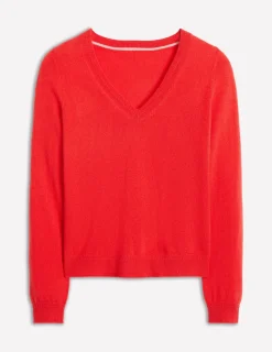Pullover & Strickjacken | Boden Eva Kaschmirpullover mit V-Ausschnitt- Erbeerkuchenrot