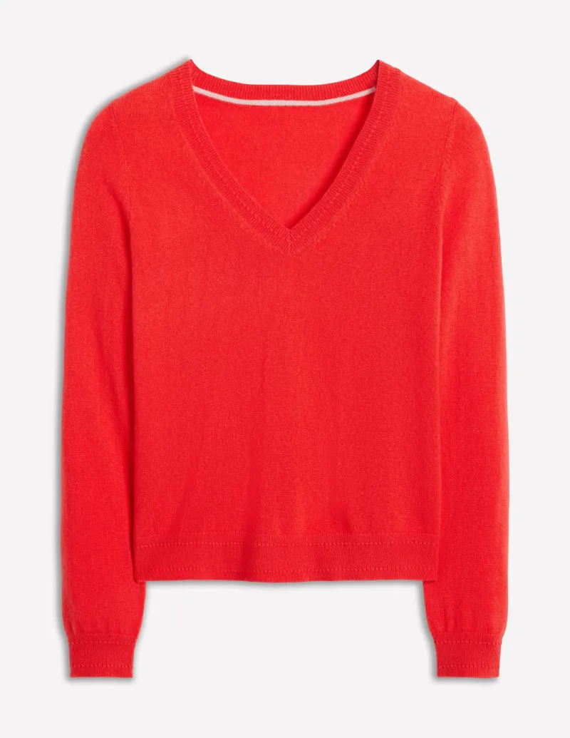 Pullover & Strickjacken | Boden Eva Kaschmirpullover mit V-Ausschnitt- Erbeerkuchenrot