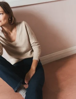 Pullover & Strickjacken | Boden Eva Kaschmirpullover mit V-Ausschnitt-Graubraun Meliert GraubraunMeliert