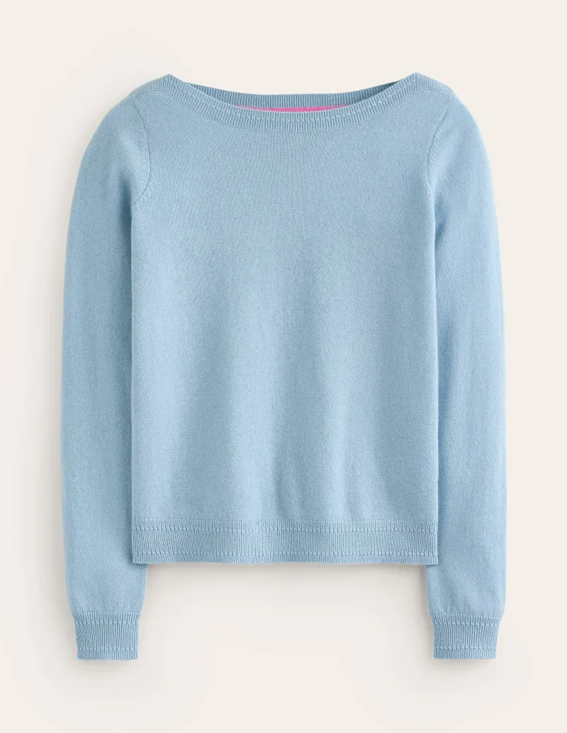 Pullover & Strickjacken | Boden Eva Kaschmirpullover mit U-Boot-Ausschnitt- Turmalinblau