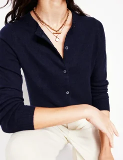 Pullover & Strickjacken | Boden Eva Kaschmir-Strickjacke mit Rundhalsausschnitt- Marineblau