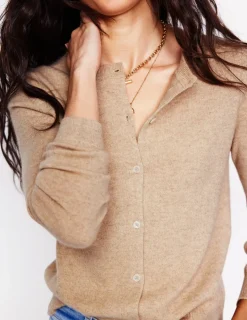 Pullover & Strickjacken | Boden Eva Kaschmir-Strickjacke mit Rundhalsausschnitt-Graubraun Meliert GraubraunMeliert
