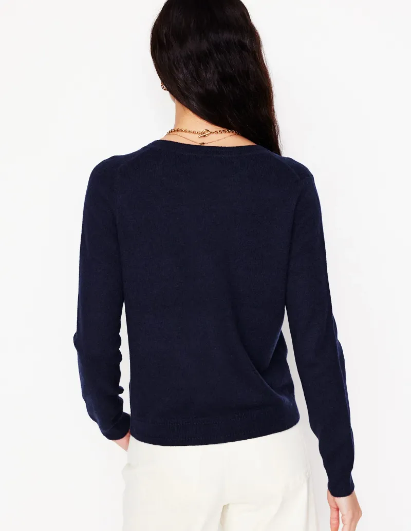 Pullover & Strickjacken | Boden Eva Kaschmir-Strickjacke mit Rundhalsausschnitt- Marineblau