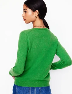 Pullover & Strickjacken | Boden Eva Kaschmir-Strickjacke mit Rundhalsausschnitt- Paradiesgrün