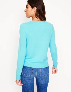Pullover & Strickjacken | Boden Eva Kaschmir-Strickjacke mit Rundhalsausschnitt- Karibikblau