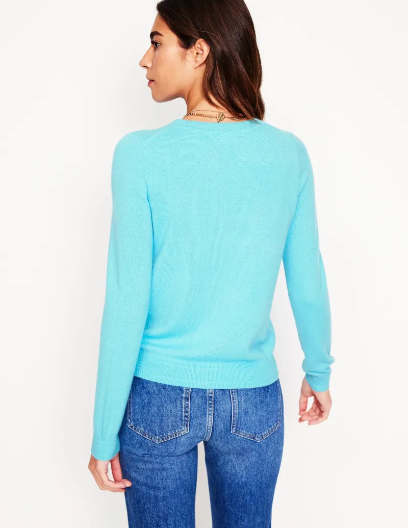 Pullover & Strickjacken | Boden Eva Kaschmir-Strickjacke mit Rundhalsausschnitt- Karibikblau