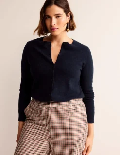 Pullover & Strickjacken | Boden Eva Kaschmir-Strickjacke mit Rundhalsausschnitt- Marineblau