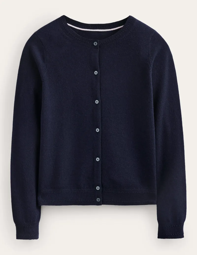 Pullover & Strickjacken | Boden Eva Kaschmir-Strickjacke mit Rundhalsausschnitt- Marineblau