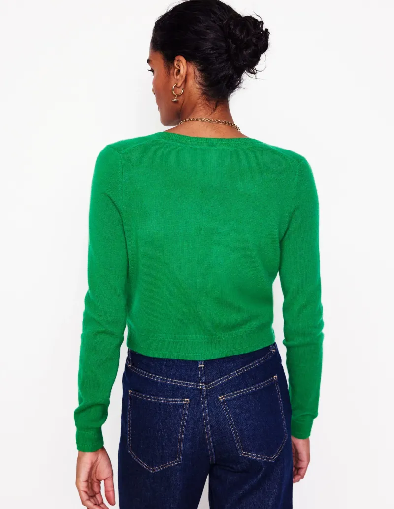 Pullover & Strickjacken | Boden Eva Verkürzte Strickjacke aus Kaschmir-Grünes Tamburin GrünesTamburin