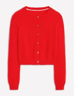 Pullover & Strickjacken | Boden Eva Verkürzte Strickjacke aus Kaschmir- Mohnblumenrot