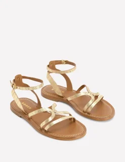 Flache Schuhe | Sandalen | Boden Flache Freizeit-Sandalen-Gold Gewebtes Leder GoldGewebtesLeder
