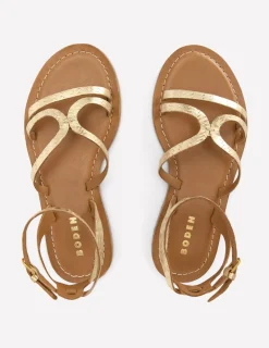 Flache Schuhe | Sandalen | Boden Flache Freizeit-Sandalen-Gold Gewebtes Leder GoldGewebtesLeder