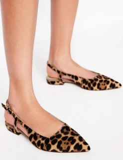 Flache Schuhe | Boden Flache Slingback-Sandalen-Mohair, Leopardenmuster Mohair,Leopardenmuster