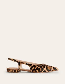Flache Schuhe | Boden Flache Slingback-Sandalen-Mohair, Leopardenmuster Mohair,Leopardenmuster