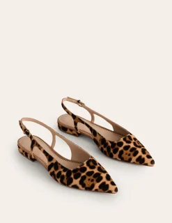 Flache Schuhe | Boden Flache Slingback-Sandalen-Mohair, Leopardenmuster Mohair,Leopardenmuster
