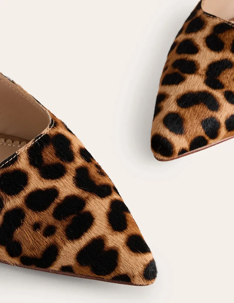 Flache Schuhe | Boden Flache Slingback-Sandalen-Mohair, Leopardenmuster Mohair,Leopardenmuster