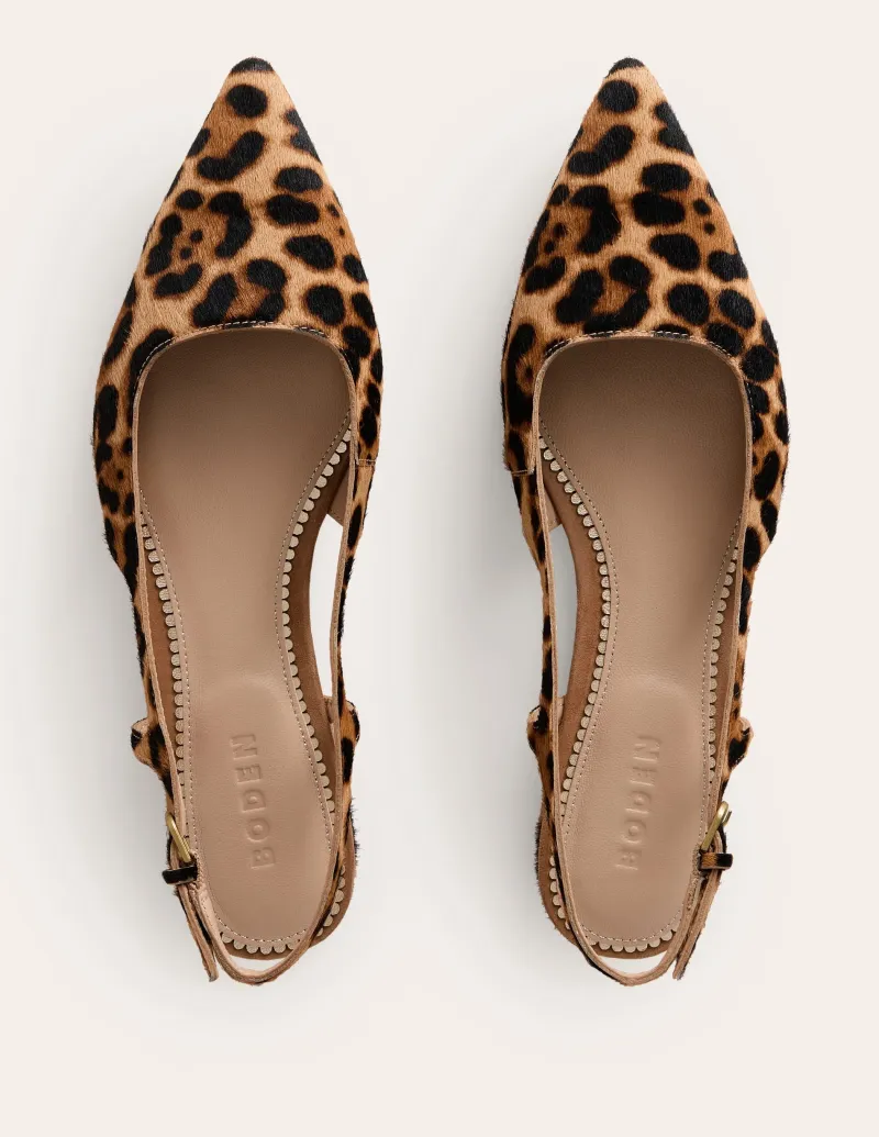 Flache Schuhe | Boden Flache Slingback-Sandalen-Mohair, Leopardenmuster Mohair,Leopardenmuster