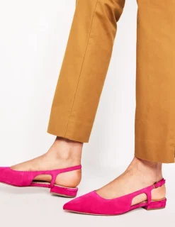 Flache Schuhe | Boden Flache Slingback-Sandalen-Rosa Pfau Ziegenwildleder RosaPfauZiegenwildleder