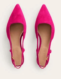 Flache Schuhe | Boden Flache Slingback-Sandalen-Rosa Pfau Ziegenwildleder RosaPfauZiegenwildleder