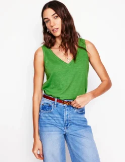 T-shirts & Tops | Oberteile | Boden Flammgarn-Top mit V-Ausschnitt- Paradiesgrün