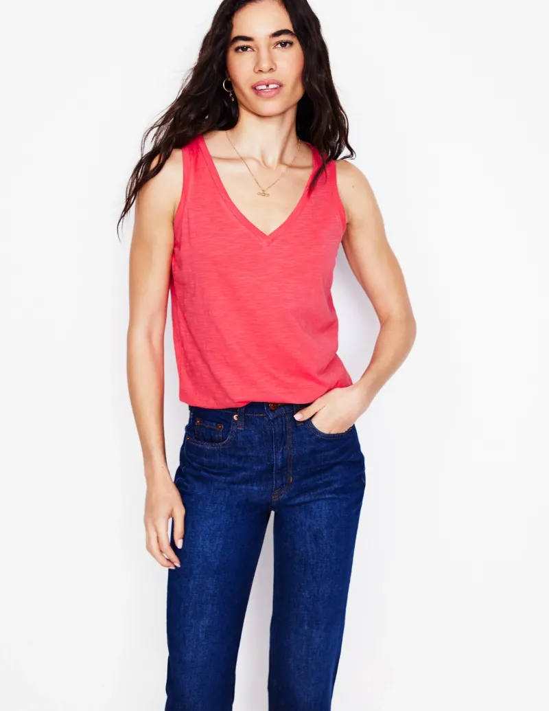 T-shirts & Tops | Oberteile | Boden Flammgarn-Top mit V-Ausschnitt- Kamelienrosa