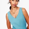 T-shirts & Tops | Oberteile | Boden Flammgarn-Top mit V-Ausschnitt- Enteneiblau