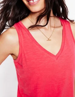 T-shirts & Tops | Oberteile | Boden Flammgarn-Top mit V-Ausschnitt- Kamelienrosa