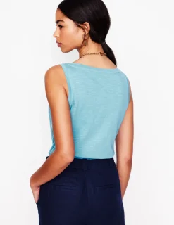 T-shirts & Tops | Oberteile | Boden Flammgarn-Top mit V-Ausschnitt- Enteneiblau