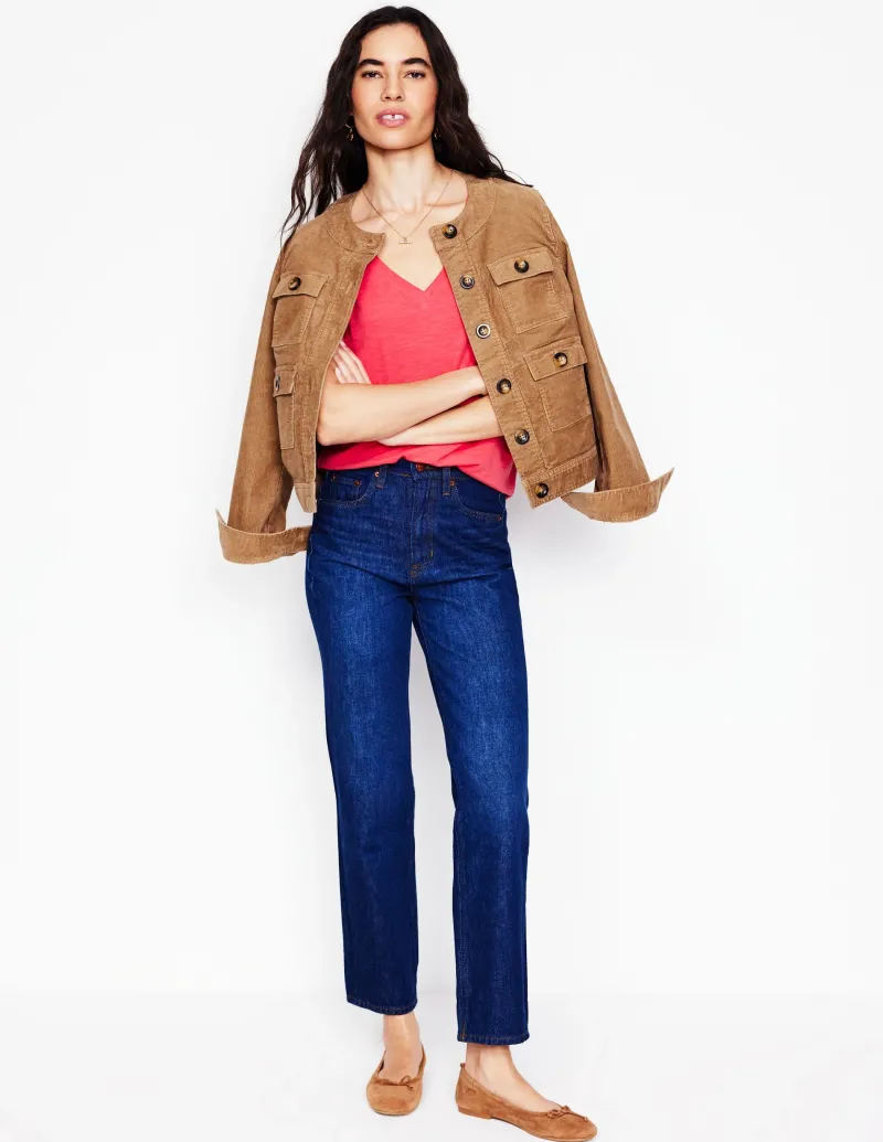 T-shirts & Tops | Oberteile | Boden Flammgarn-Top mit V-Ausschnitt- Kamelienrosa