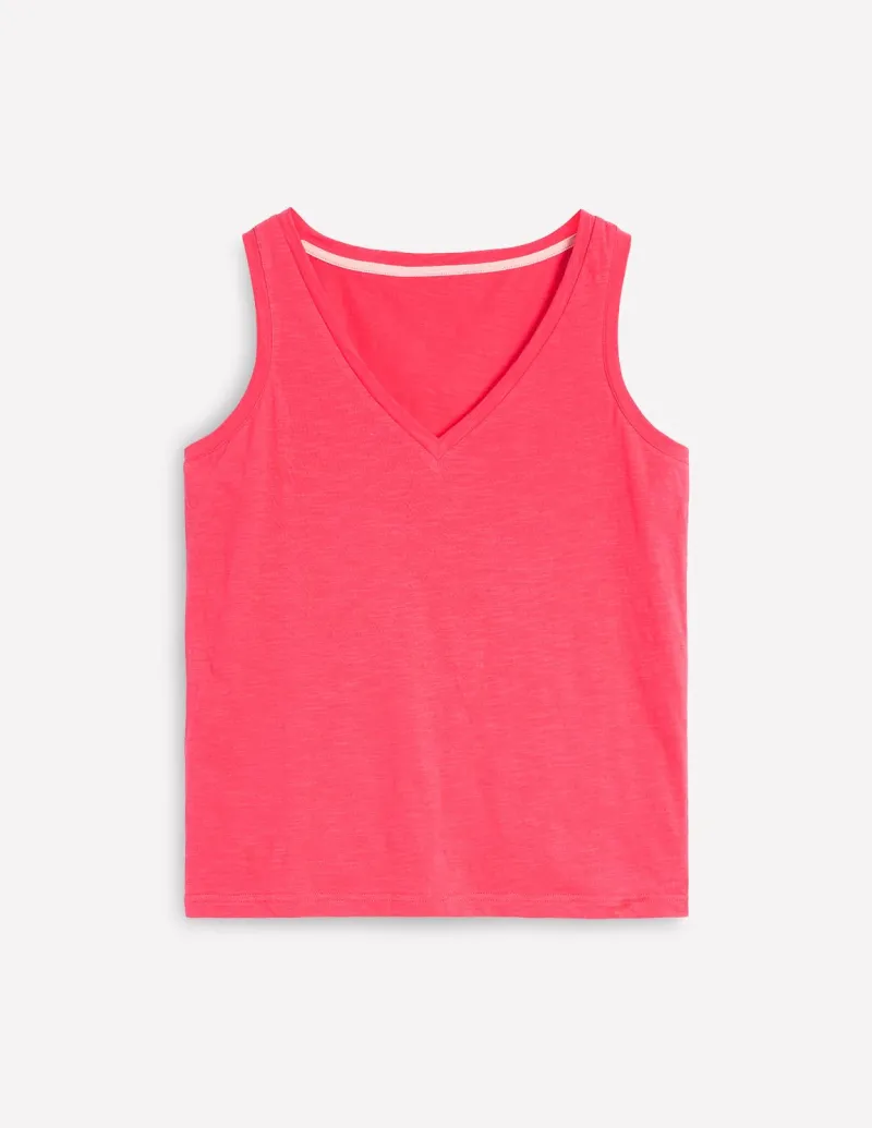 T-shirts & Tops | Oberteile | Boden Flammgarn-Top mit V-Ausschnitt- Kamelienrosa