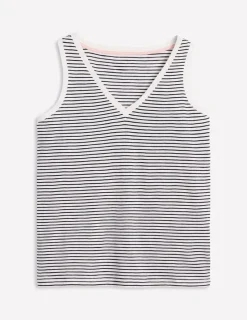 T-shirts & Tops | Oberteile | Boden Flammgarn-Top mit V-Ausschnitt-Marineblau, Naturweiß Gestreift Marineblau,NaturweißGestreift