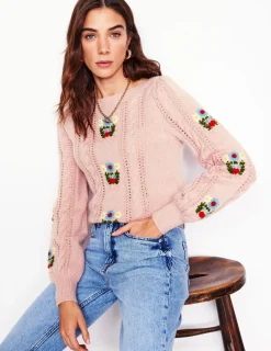 Pullover & Strickjacken | Boden Flauschiger Pullover mit Stickerei-Sanftes Lavendelrosa SanftesLavendelrosa