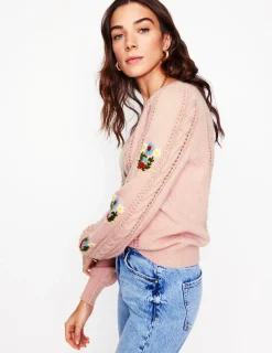 Pullover & Strickjacken | Boden Flauschiger Pullover mit Stickerei-Sanftes Lavendelrosa SanftesLavendelrosa